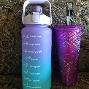Motivational Water Bottle and Purple Tumbler
